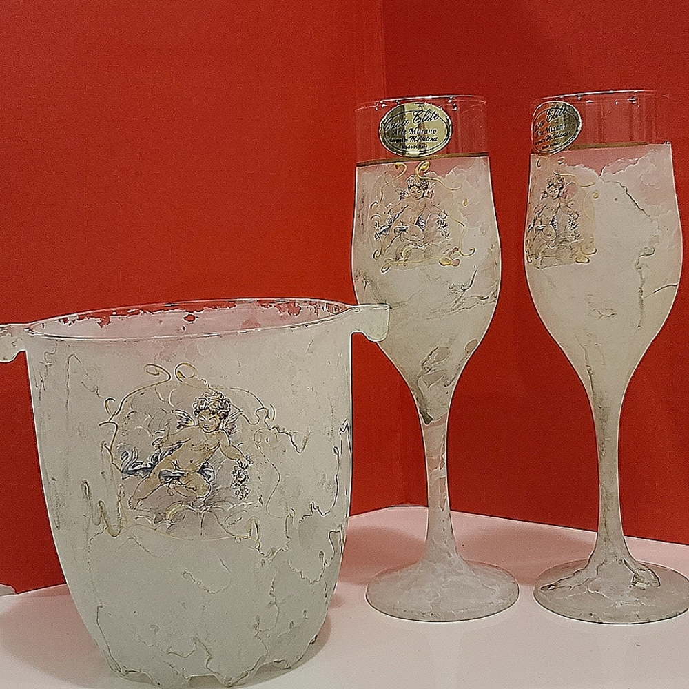 Casa elite Arte murano 2 glasses and ice bucket